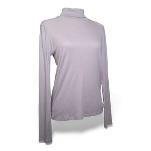 Eileen Fisher NWT Soft Pink Ribbed Pima Cotton Turtleneck Size M